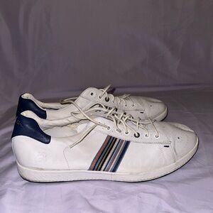 Paul Smith White Sneakers with Blue and Multicolor Stripes